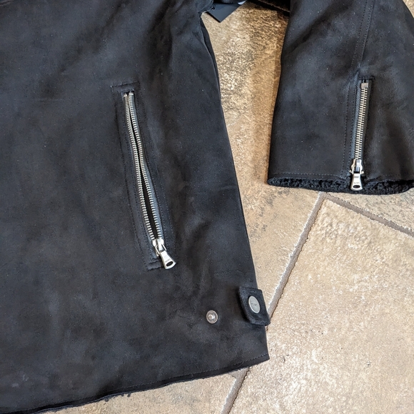 Saint Morta Faux Suede Death proof Sherpa Biker Moto Jacket Size 4XL Black - Picture 6 of 13